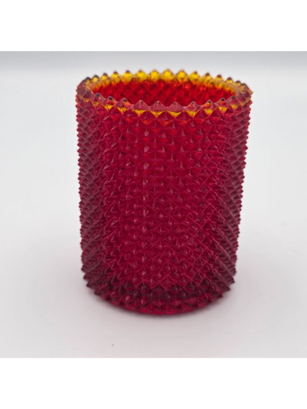 Faroy Red Diamond Point Glass Votive Candle Holder USA Made 2.75" - Picture 9 of 10